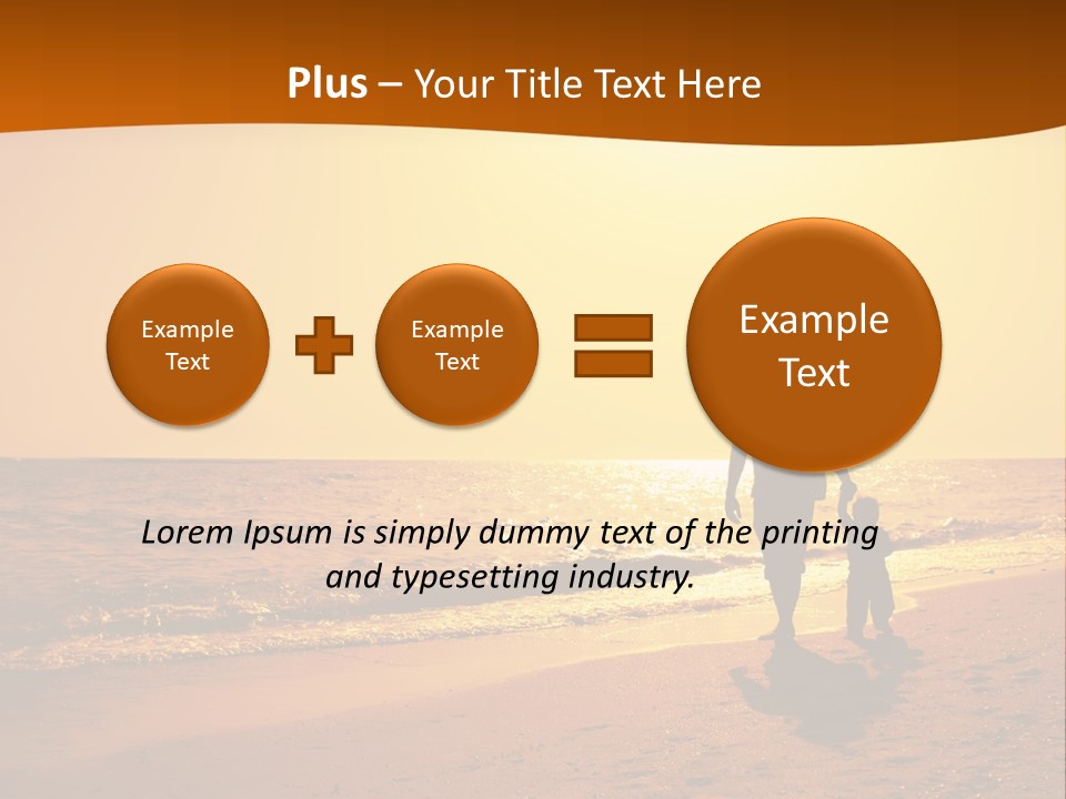 A Man And A Child Are Walking On The Beach At Sunset PowerPoint Template