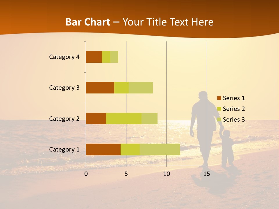 A Man And A Child Are Walking On The Beach At Sunset PowerPoint Template