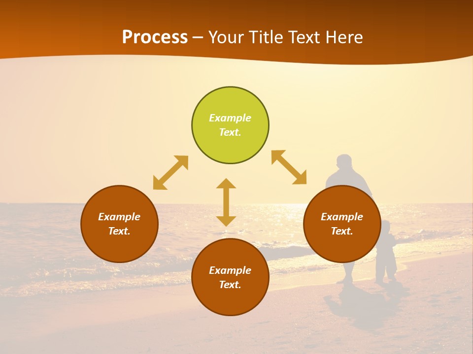 A Man And A Child Are Walking On The Beach At Sunset PowerPoint Template