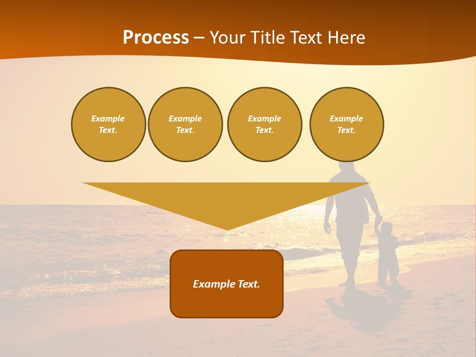 A Man And A Child Are Walking On The Beach At Sunset PowerPoint Template