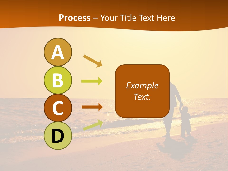 A Man And A Child Are Walking On The Beach At Sunset PowerPoint Template