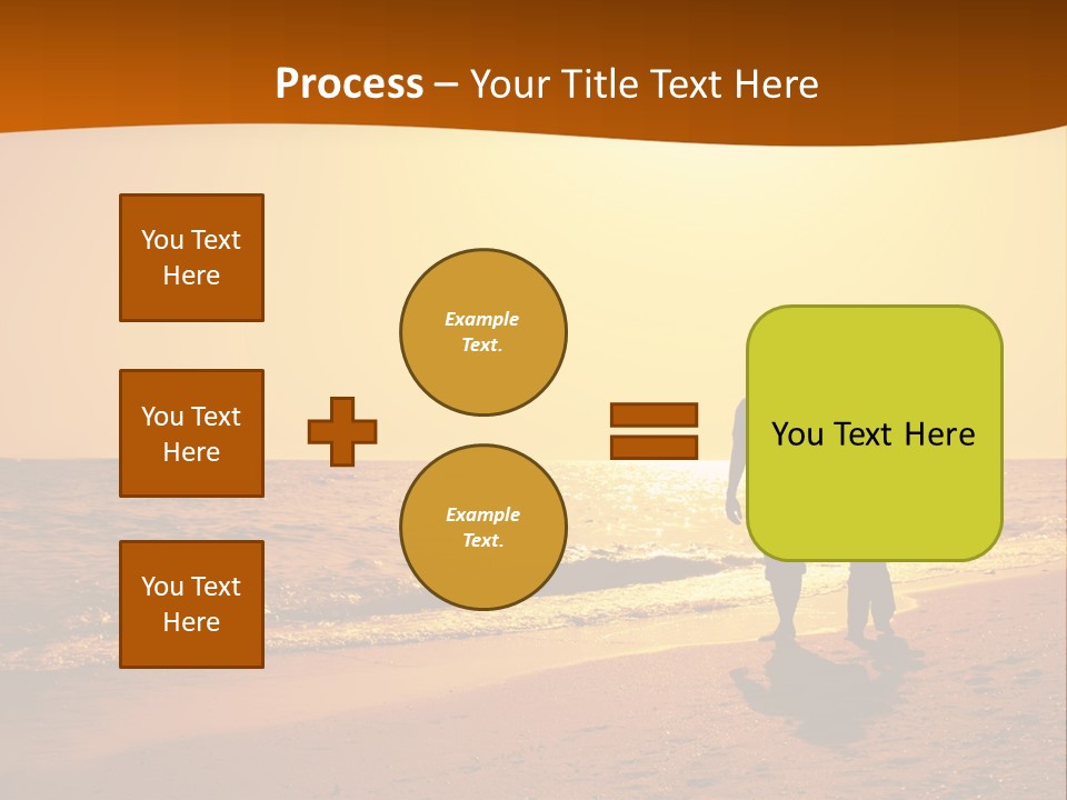 A Man And A Child Are Walking On The Beach At Sunset PowerPoint Template