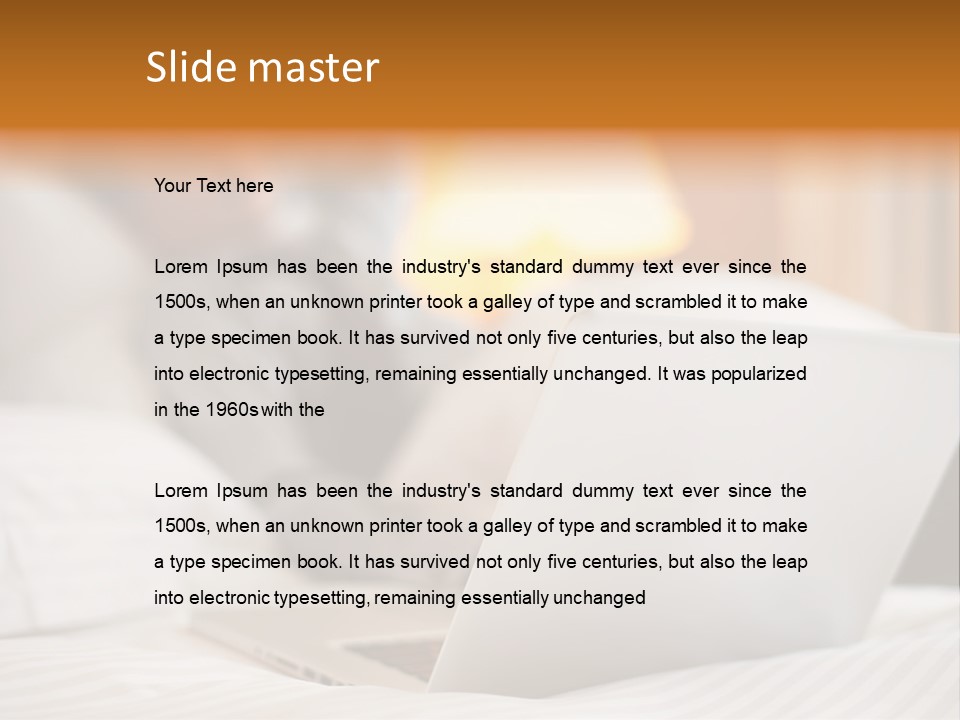 A Man Laying In Bed Next To A Laptop Computer PowerPoint Template