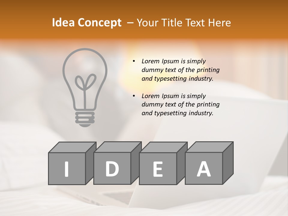 A Man Laying In Bed Next To A Laptop Computer PowerPoint Template