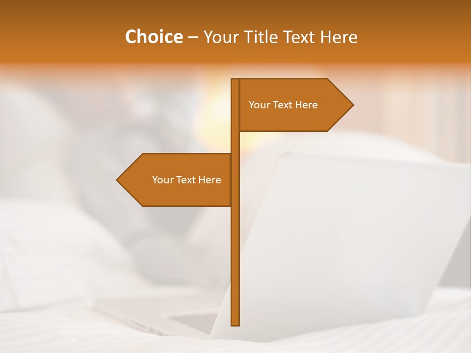 A Man Laying In Bed Next To A Laptop Computer PowerPoint Template