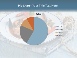A Plate Of Food With Shrimp And Mussels On It PowerPoint Template
