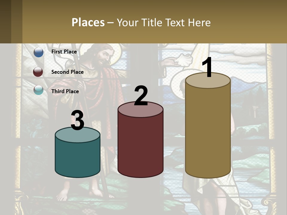 A Stained Glass Window With Jesus Holding The Cross PowerPoint Template