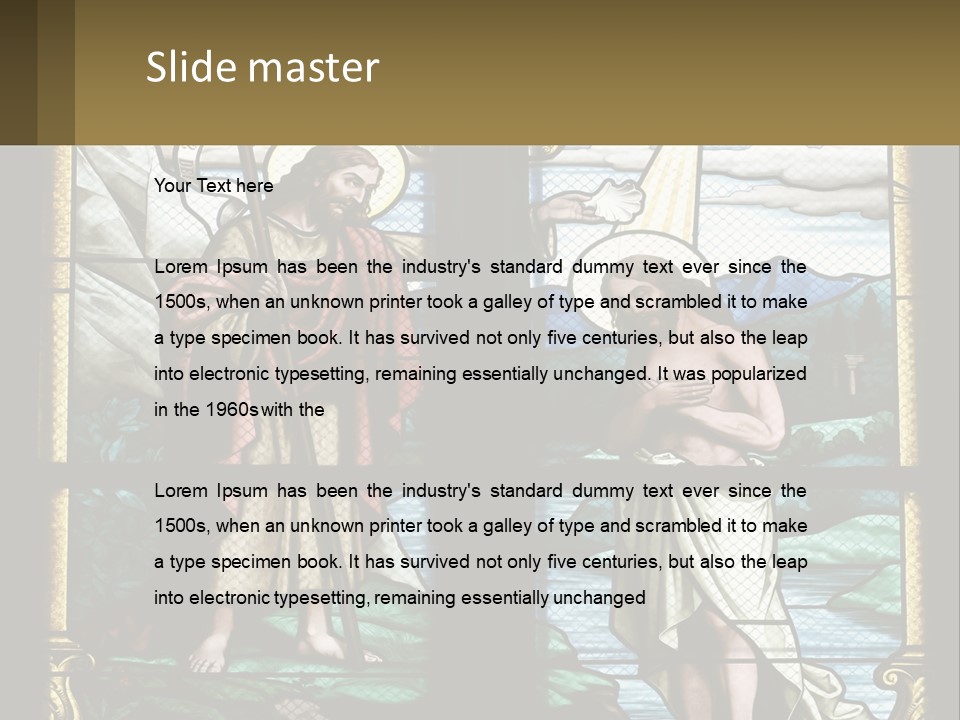 A Stained Glass Window With Jesus Holding The Cross PowerPoint Template