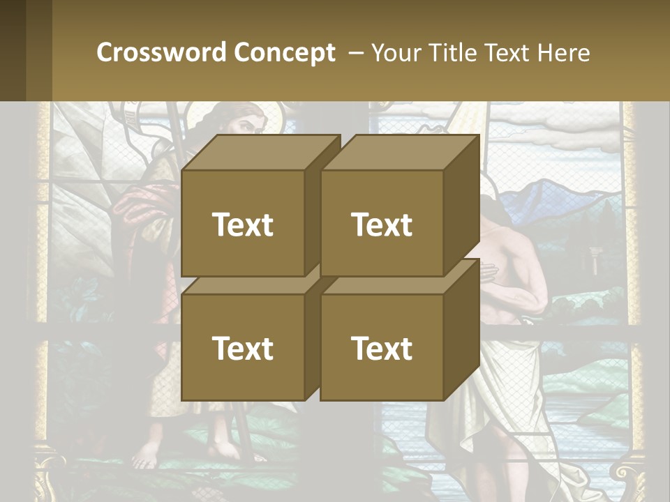 A Stained Glass Window With Jesus Holding The Cross PowerPoint Template