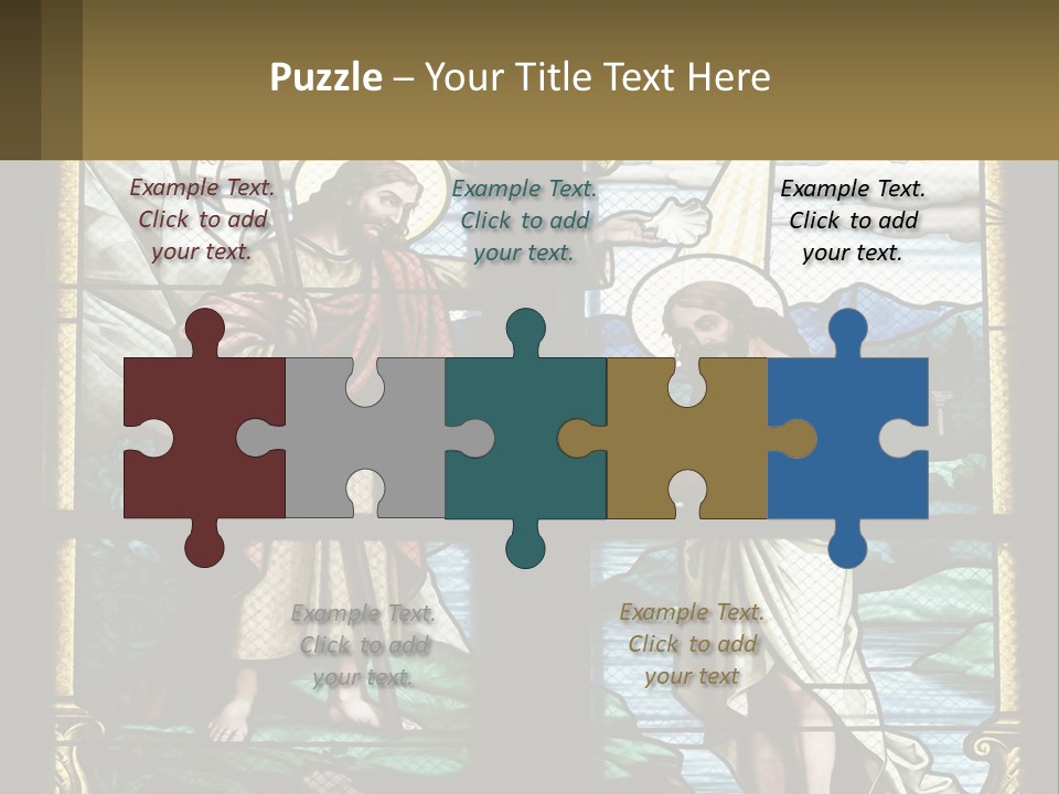 A Stained Glass Window With Jesus Holding The Cross PowerPoint Template