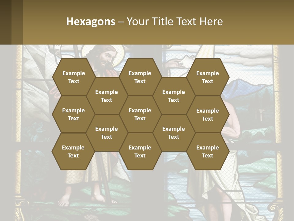 A Stained Glass Window With Jesus Holding The Cross PowerPoint Template