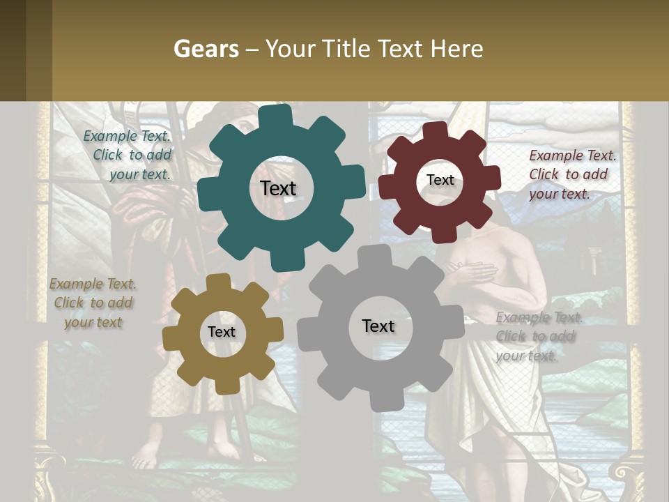 A Stained Glass Window With Jesus Holding The Cross PowerPoint Template