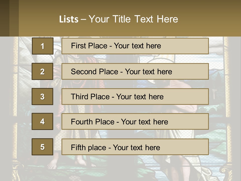 A Stained Glass Window With Jesus Holding The Cross PowerPoint Template