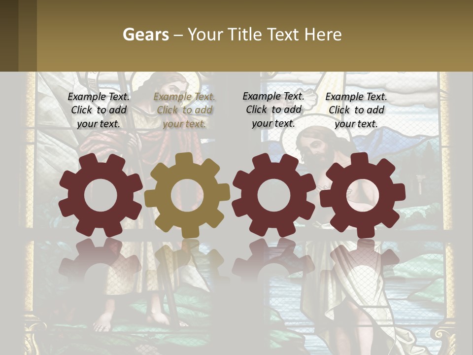 A Stained Glass Window With Jesus Holding The Cross PowerPoint Template