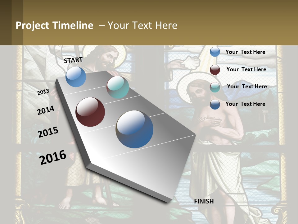 A Stained Glass Window With Jesus Holding The Cross PowerPoint Template