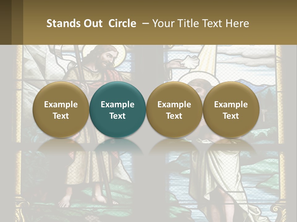 A Stained Glass Window With Jesus Holding The Cross PowerPoint Template