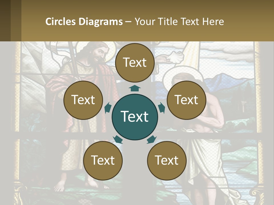 A Stained Glass Window With Jesus Holding The Cross PowerPoint Template