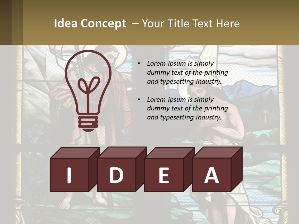 A Stained Glass Window With Jesus Holding The Cross PowerPoint Template