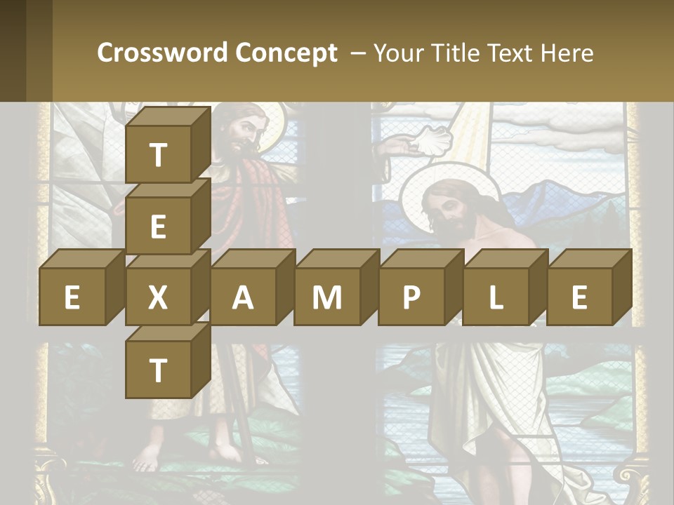 A Stained Glass Window With Jesus Holding The Cross PowerPoint Template