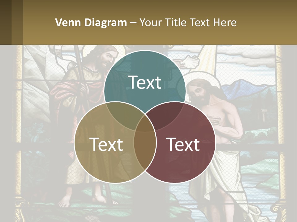 A Stained Glass Window With Jesus Holding The Cross PowerPoint Template