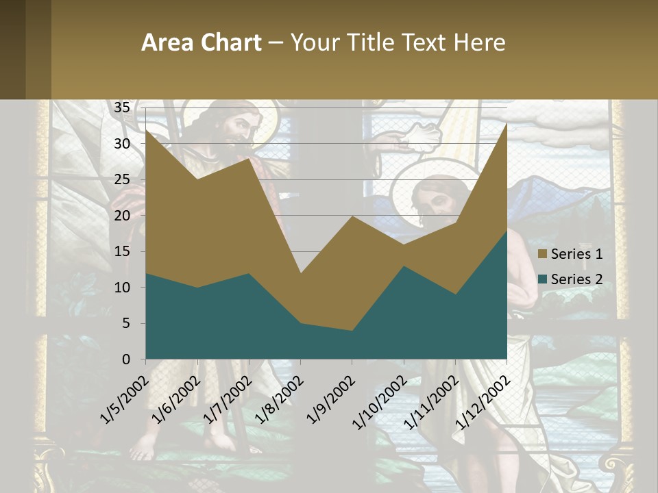 A Stained Glass Window With Jesus Holding The Cross PowerPoint Template