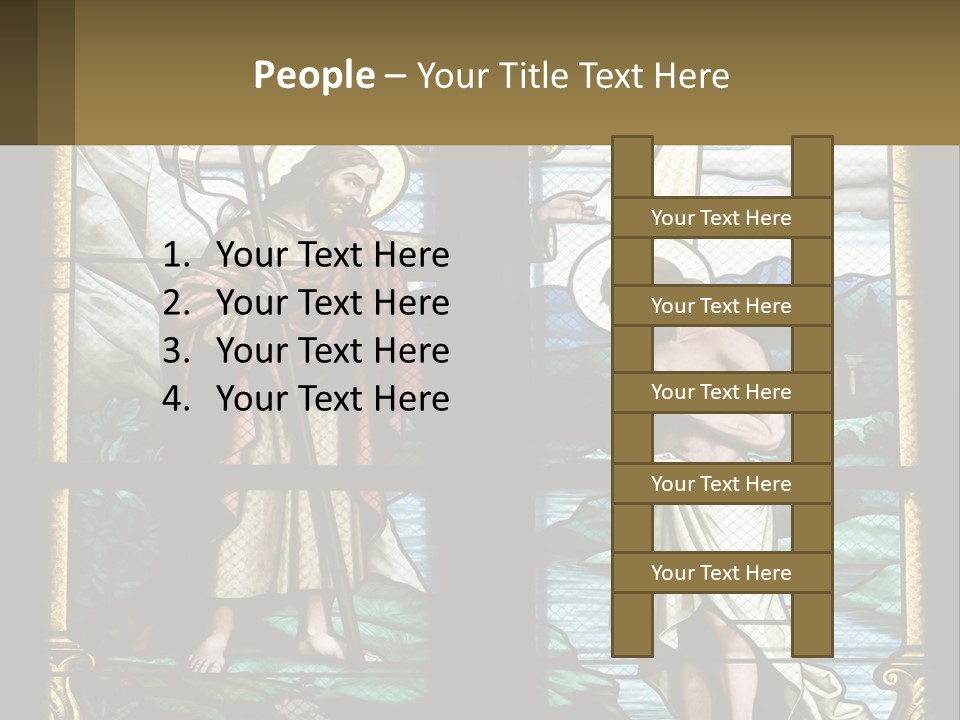 A Stained Glass Window With Jesus Holding The Cross PowerPoint Template