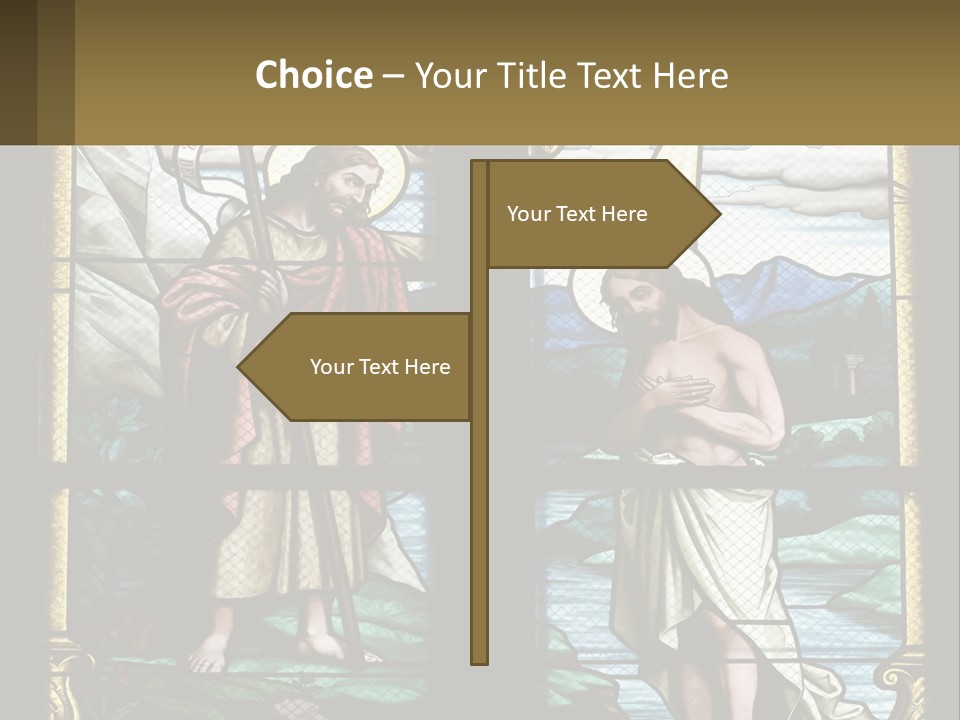 A Stained Glass Window With Jesus Holding The Cross PowerPoint Template