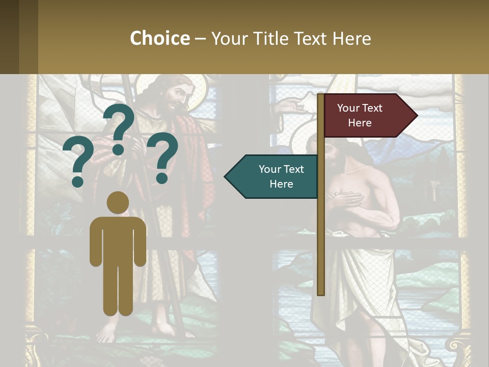 A Stained Glass Window With Jesus Holding The Cross PowerPoint Template
