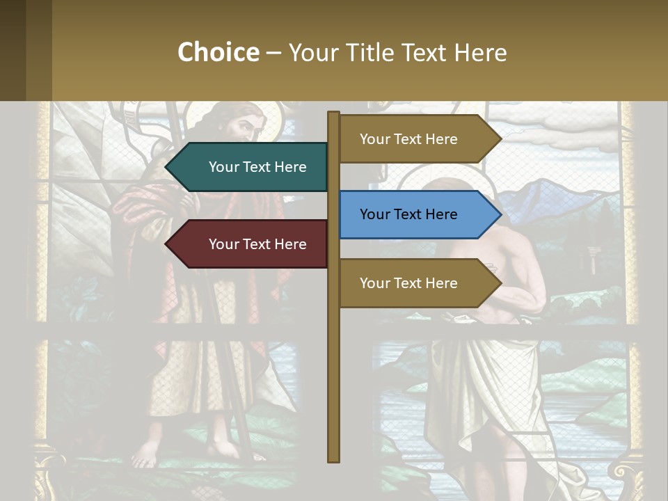 A Stained Glass Window With Jesus Holding The Cross PowerPoint Template