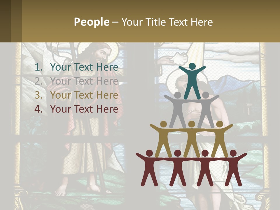 A Stained Glass Window With Jesus Holding The Cross PowerPoint Template