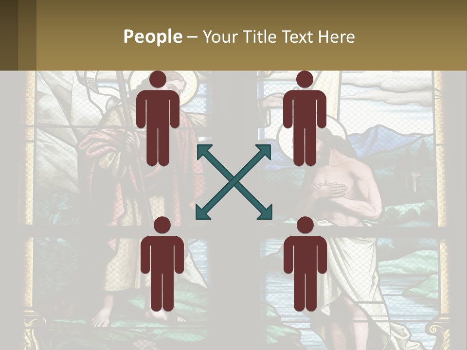 A Stained Glass Window With Jesus Holding The Cross PowerPoint Template