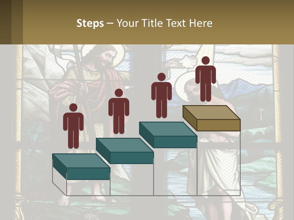 A Stained Glass Window With Jesus Holding The Cross PowerPoint Template