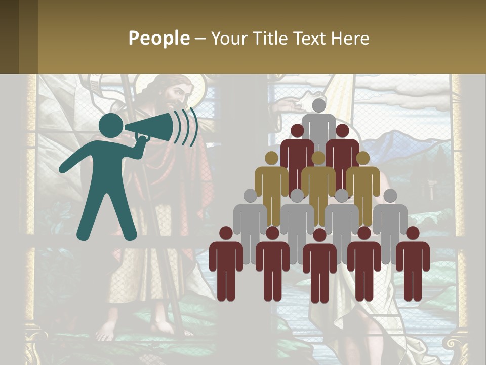 A Stained Glass Window With Jesus Holding The Cross PowerPoint Template