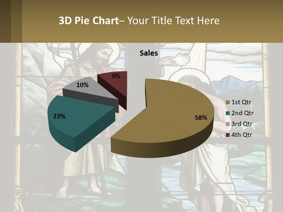 A Stained Glass Window With Jesus Holding The Cross PowerPoint Template