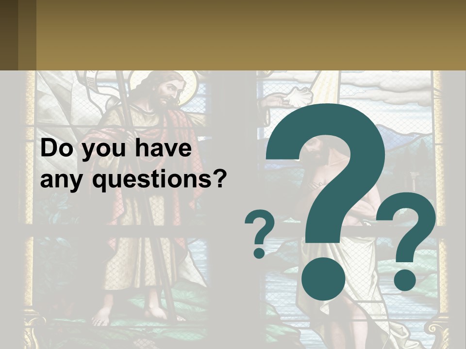 A Stained Glass Window With Jesus Holding The Cross PowerPoint Template