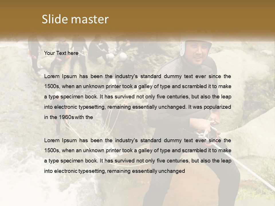 A Group Of People Climbing Up A Mountain PowerPoint Template