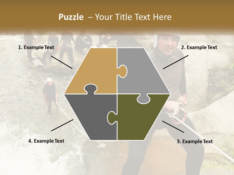 A Group Of People Climbing Up A Mountain PowerPoint Template