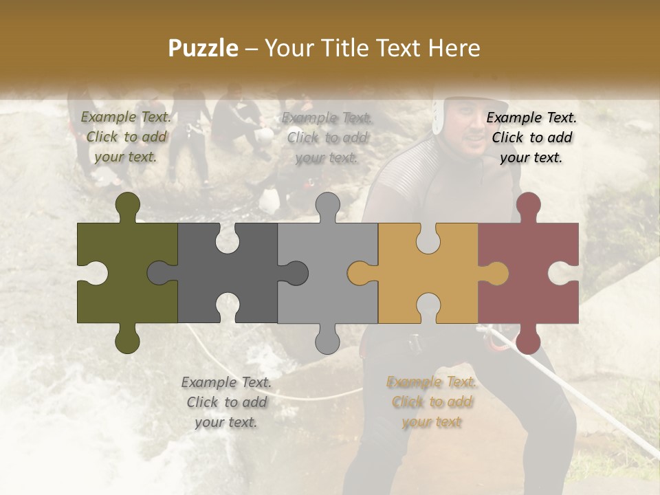 A Group Of People Climbing Up A Mountain PowerPoint Template