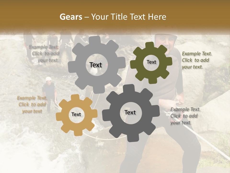 A Group Of People Climbing Up A Mountain PowerPoint Template