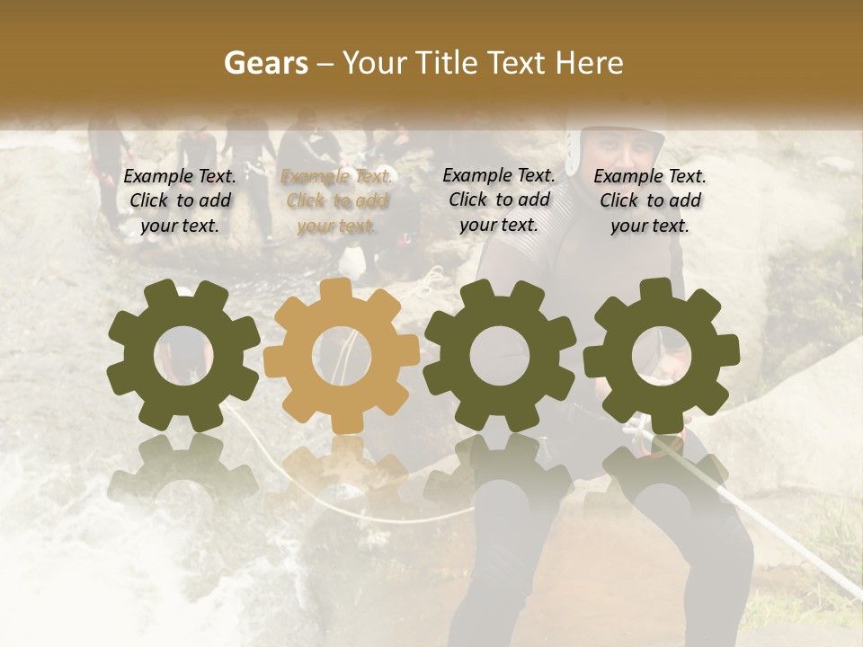 A Group Of People Climbing Up A Mountain PowerPoint Template