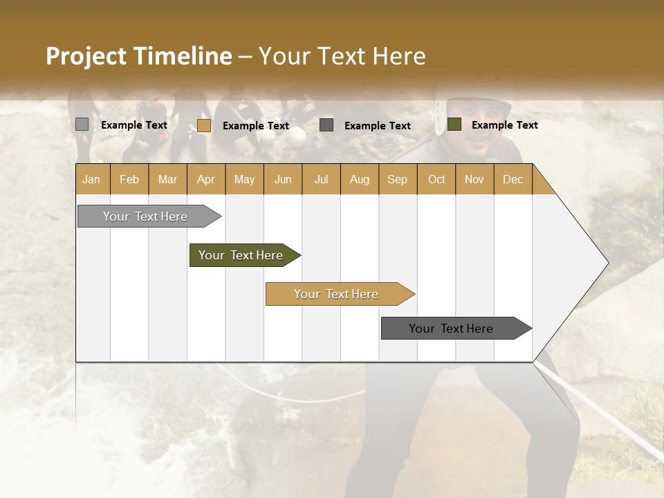 A Group Of People Climbing Up A Mountain PowerPoint Template
