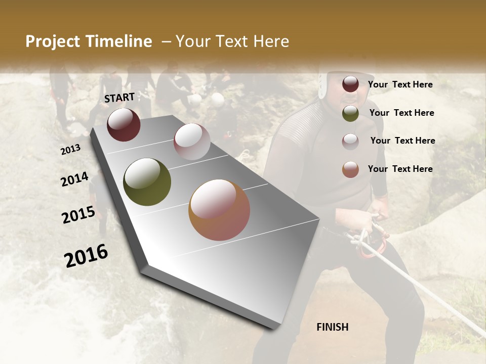 A Group Of People Climbing Up A Mountain PowerPoint Template