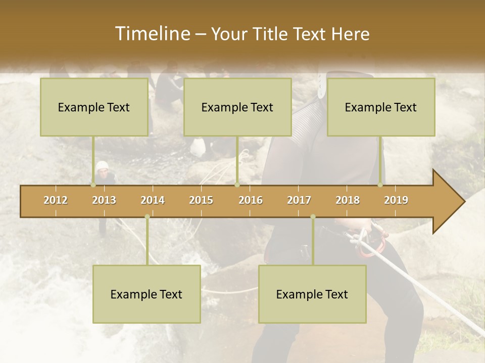 A Group Of People Climbing Up A Mountain PowerPoint Template