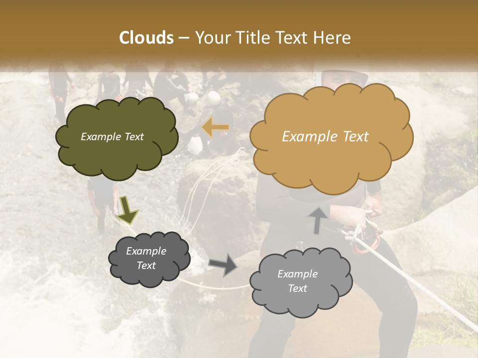 A Group Of People Climbing Up A Mountain PowerPoint Template