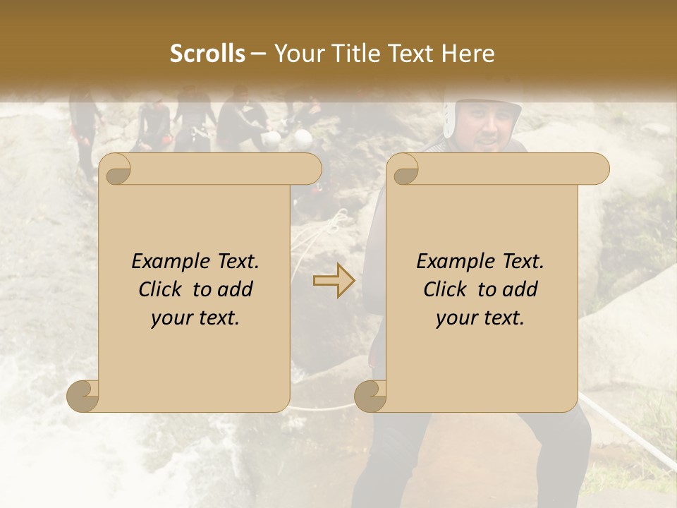 A Group Of People Climbing Up A Mountain PowerPoint Template