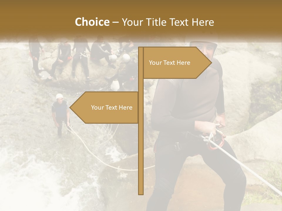 A Group Of People Climbing Up A Mountain PowerPoint Template