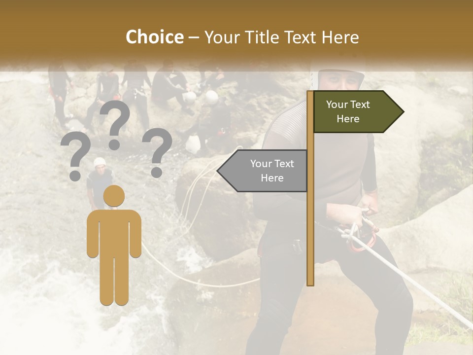 A Group Of People Climbing Up A Mountain PowerPoint Template