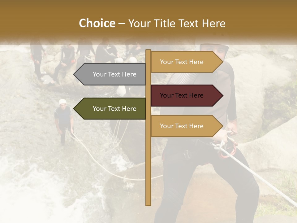 A Group Of People Climbing Up A Mountain PowerPoint Template