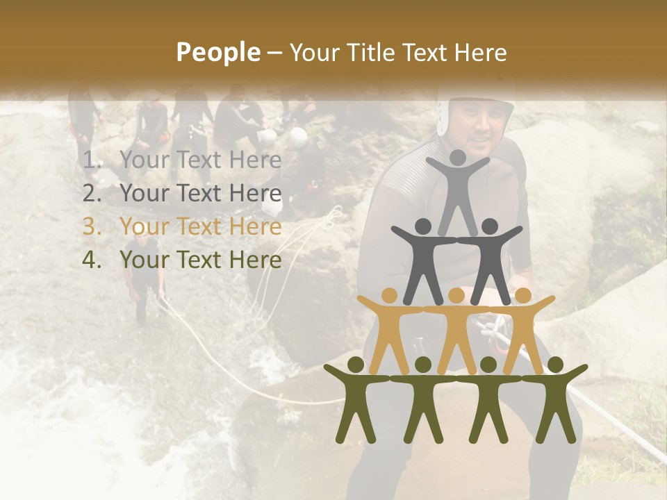 A Group Of People Climbing Up A Mountain PowerPoint Template