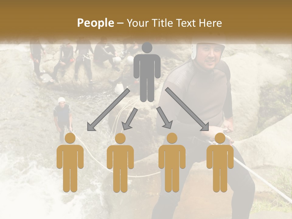 A Group Of People Climbing Up A Mountain PowerPoint Template